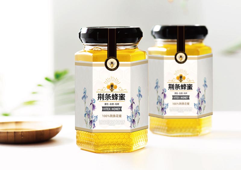 天然蜂蜜瓶贴印刷,蜂蜜包装瓶贴